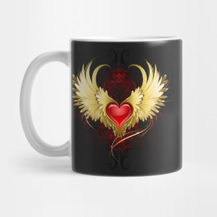 Red Heart with Golden Wings ( Gold Wings ) Mug